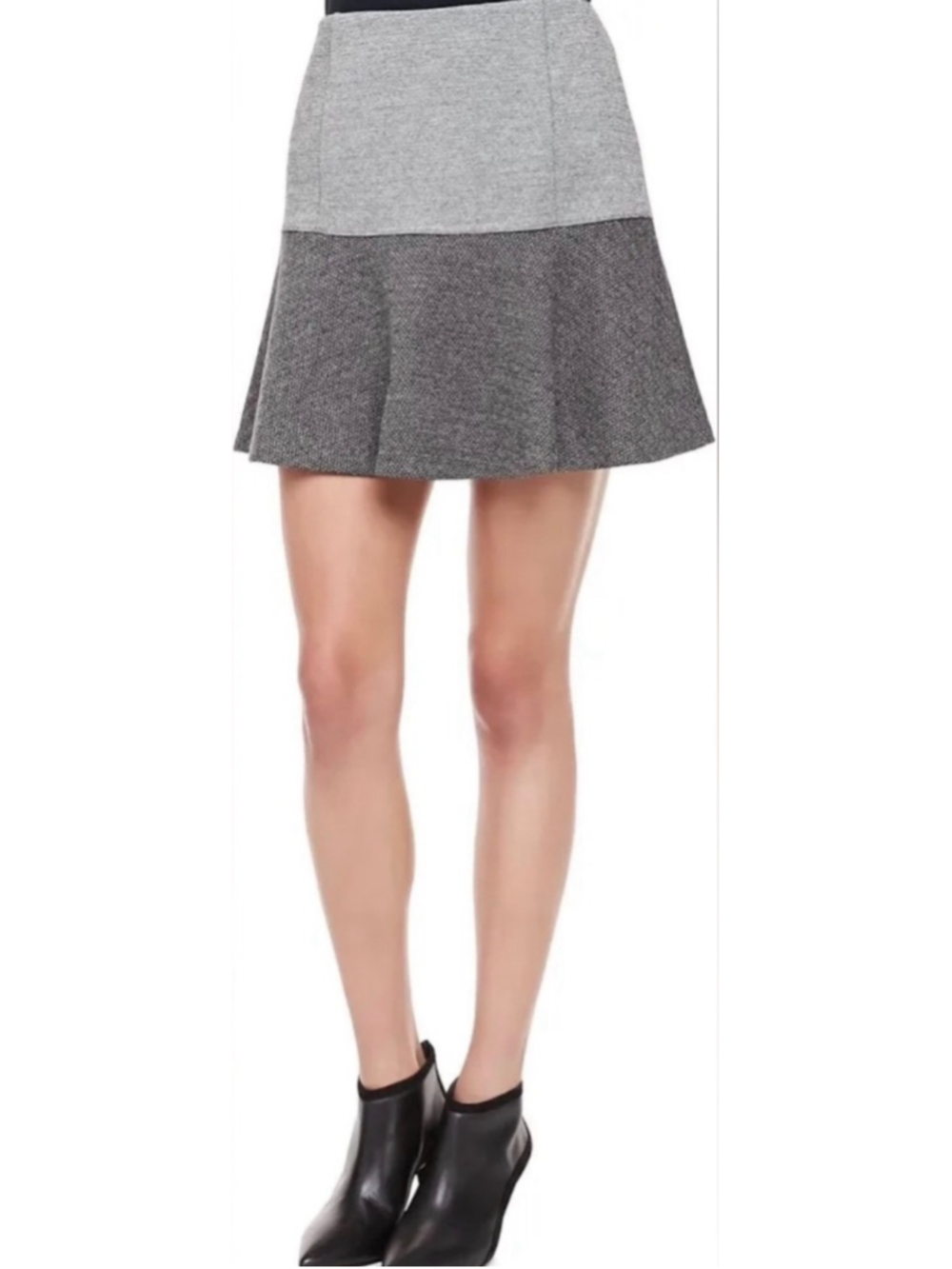 Theory New Gida K Cityscape Knit Mini Skirt Womens Size 6 Grey Wool Blend Preppy